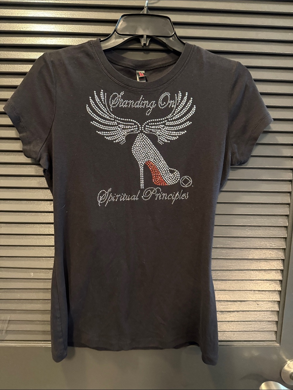 Graphic Rhinestone Winged Stiletto Tee